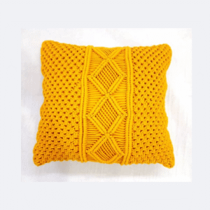 Yellow Boho Macramé Cushion Cover