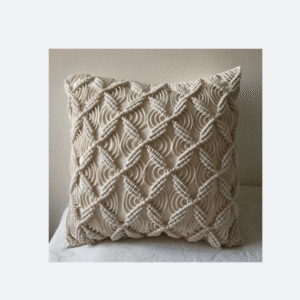 Beige Textured Macramé Cushion Cover
