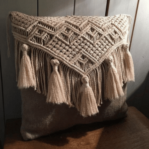 Tassel Edge Macramé Cushion Cover