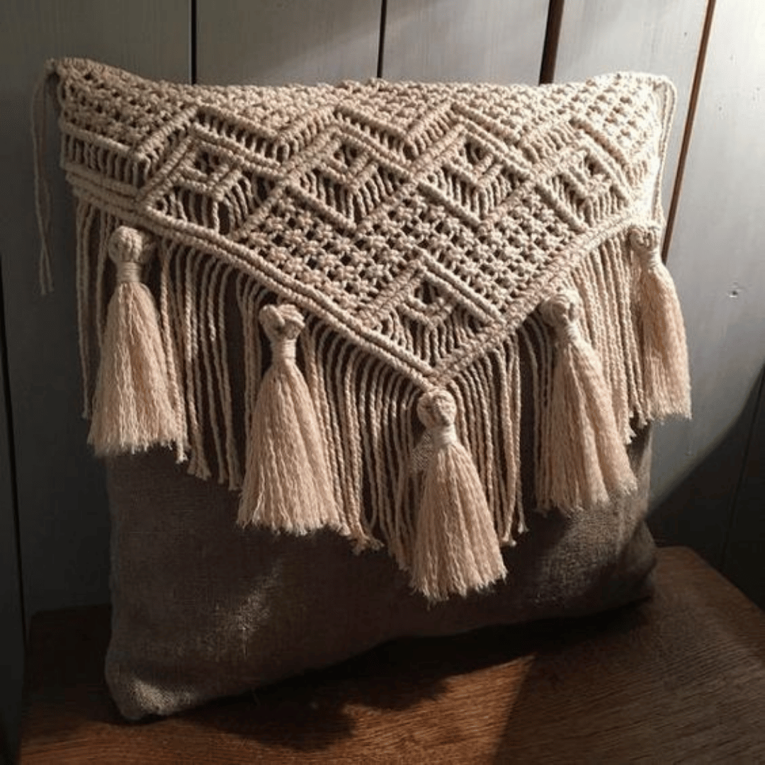 Tassel Edge Macramé Cushion Cover