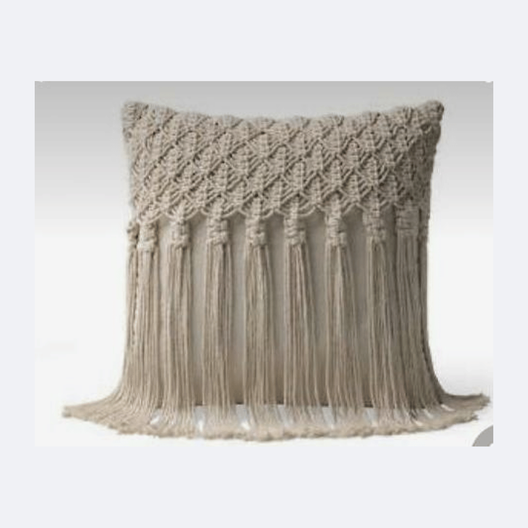 Fringed Macramé Cushion Cover