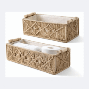 Rectangular Macramé Storage Basket