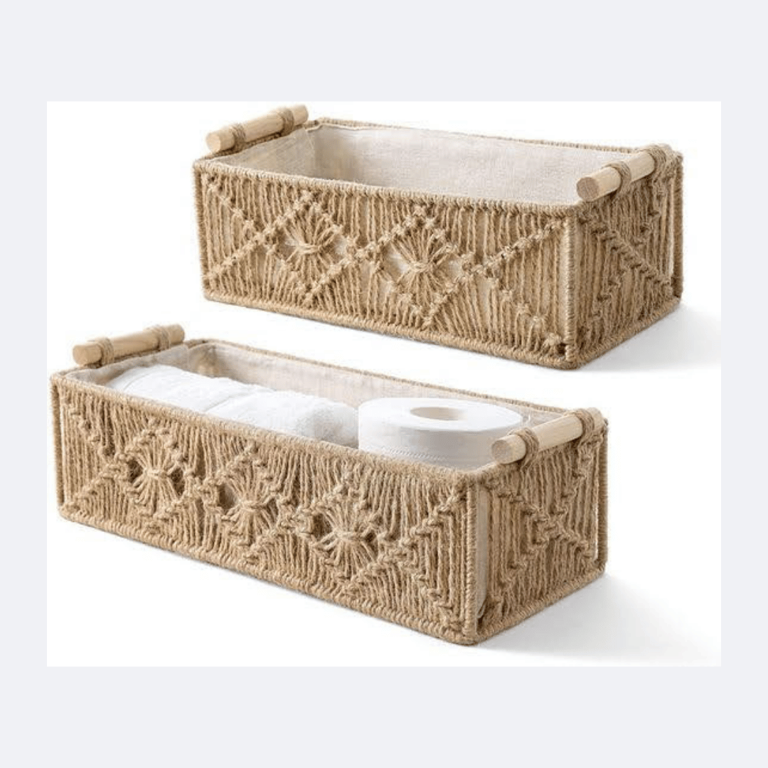 Rectangular Macramé Storage Basket