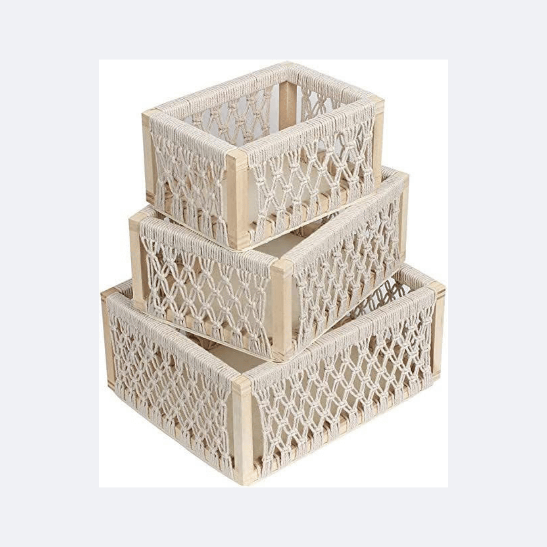 Set of 3 Macramé Storage Baskets