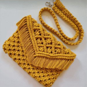 Yellow Knotted Macramé Handbag