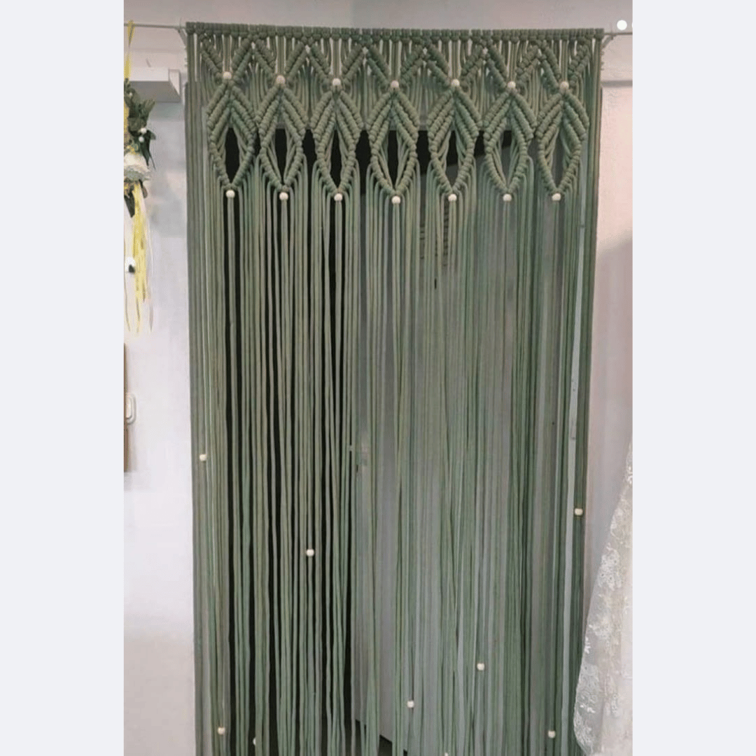 Olive Green Macramé Curtain