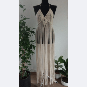 Cream Boho Macramé Dress