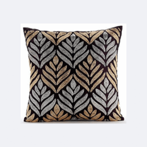 Black & Gold Leaf Beaded Cushion Cover