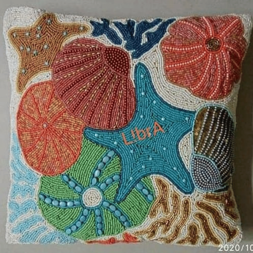 Ocean Starfish Beaded Cushion Cover