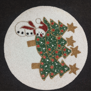 Christmas Tree Beaded Placemat – Festive Handcrafted Table Accent
