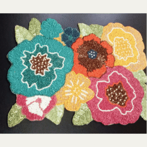 Vibrant Floral Beaded Placemat – Colorful Handcrafted Table Art