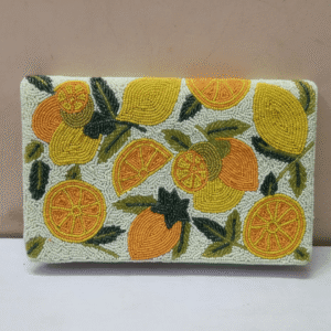 Citrus Bloom Beaded Clutch – Tropical Handcrafted Style