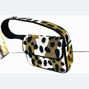 Leopard Pattern Beaded Sling – Trendy Wild Print Design