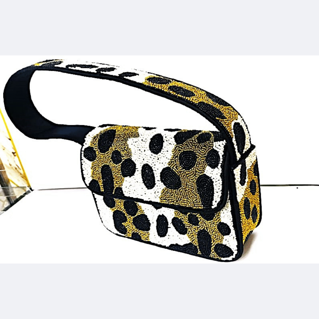 Leopard Pattern Beaded Sling – Trendy Wild Print Design