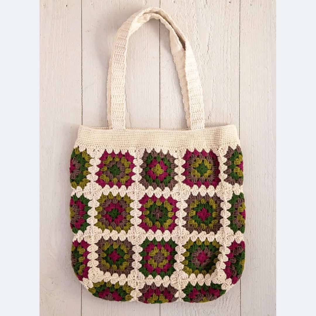 Square Knit Crochet Bag – Modern Textured Pattern