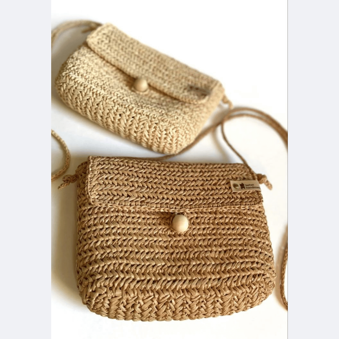 Raffia Flap Shoulder Bag