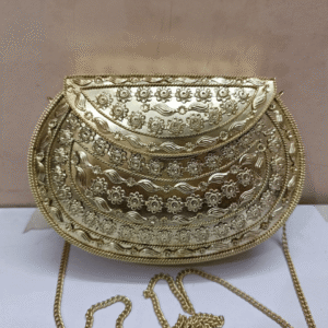 Gold Peacock Metal Clutch – Royal Indian Design