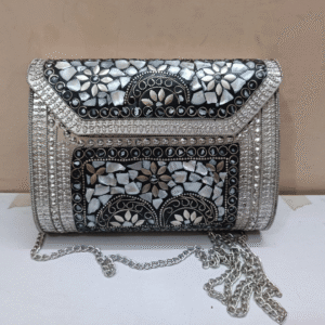 Floral Engraved Metal Minaudière – Artistic Evening Purse