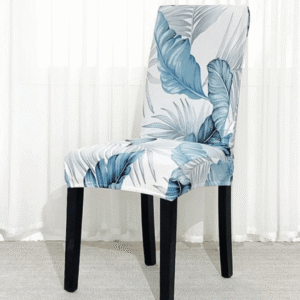 Dining Chair Cover – Blue Leaf Printed