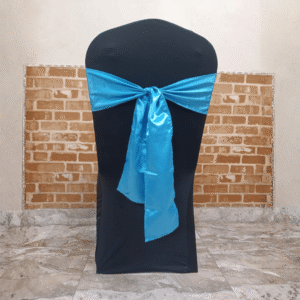 Hand Knotted Ribbon Chair Bow – Shiny Satin Finish (Blue)