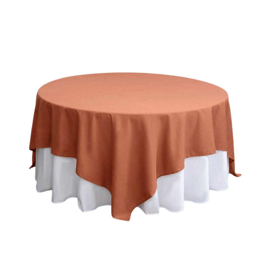 Lycra Table Top – Modern Stretchable Overlay for Round Tables (Rust Orange)