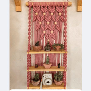 Layered Macramé Plant Hanger (Pink)