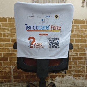 Multi-Logo Printed Chair Cap with QR Code – Smart Branding Solution