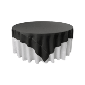 Dual Tone Round Table Cloth – Layered Black & White Drape for Premium Setups