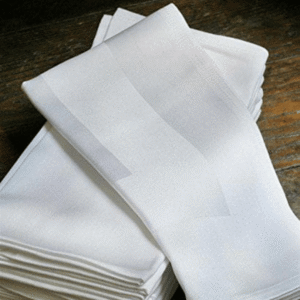 Satin Band Napkin – Classic White with Woven Border