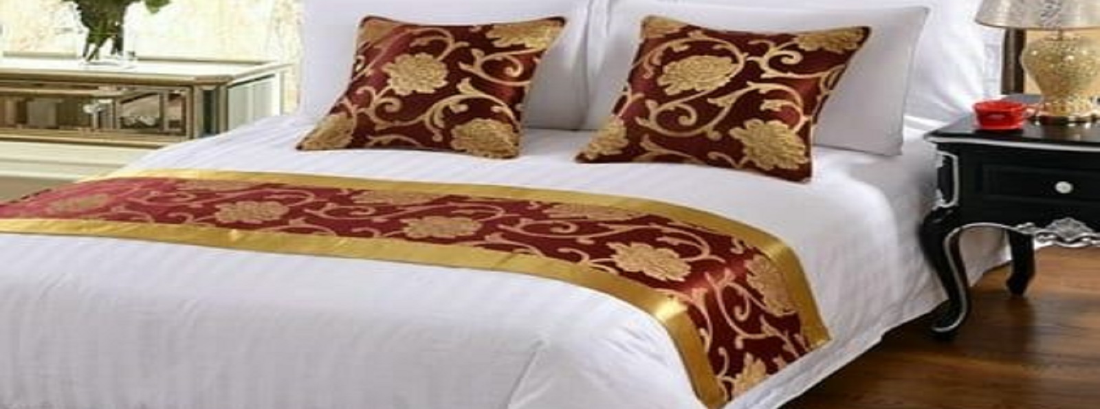 Lixiao New Floral Bed Runner Soft No Fading Bed Scarf Elegant Luxury Bed Runners for King Size Bed Hotel Decor Bedroom Bed Decorations-H__240X50cm, Blue